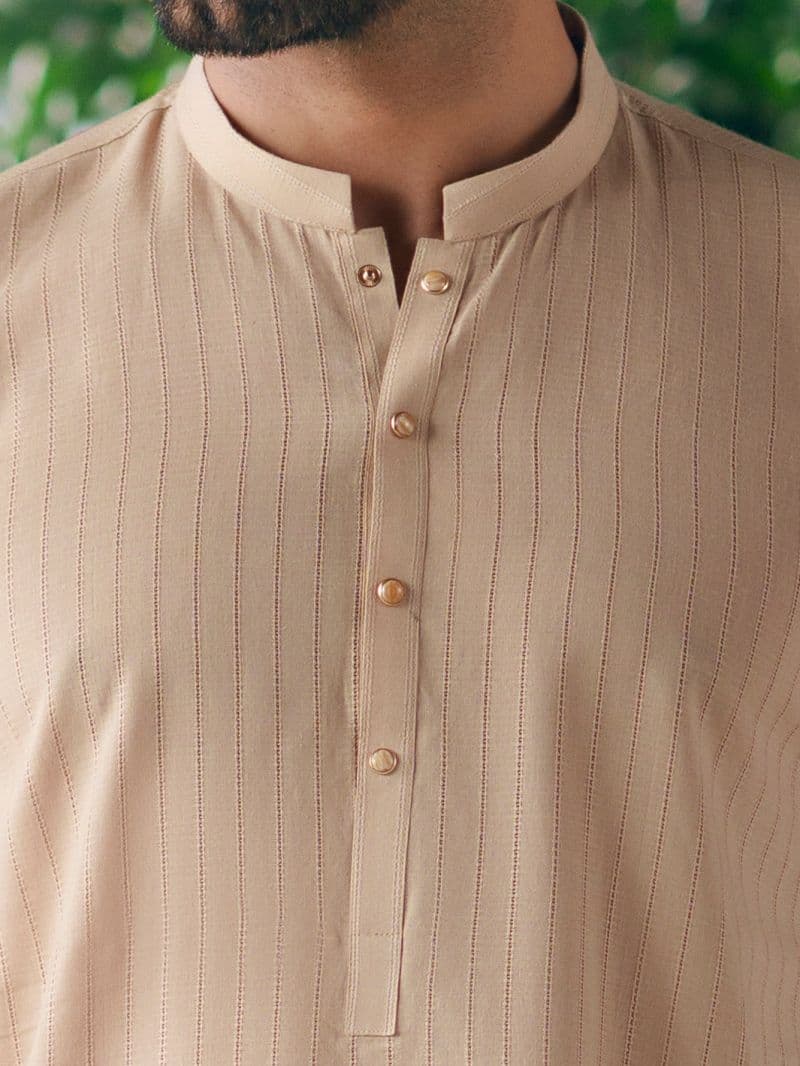 Beige Cotton Cut & Sew Kurta thumbnail