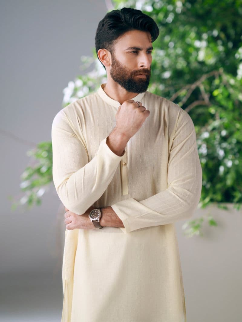 Cream Cotton Cut & Sew Kurta thumbnail