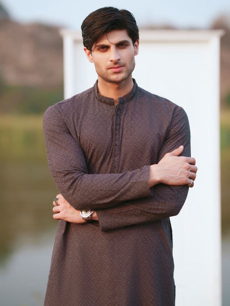 Charcoal Cotton Formal Kurta thumbnail