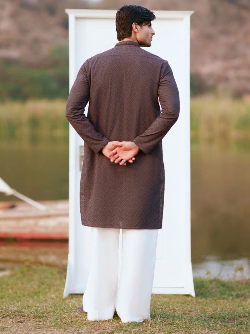 Charcoal Cotton Formal Kurta thumbnail