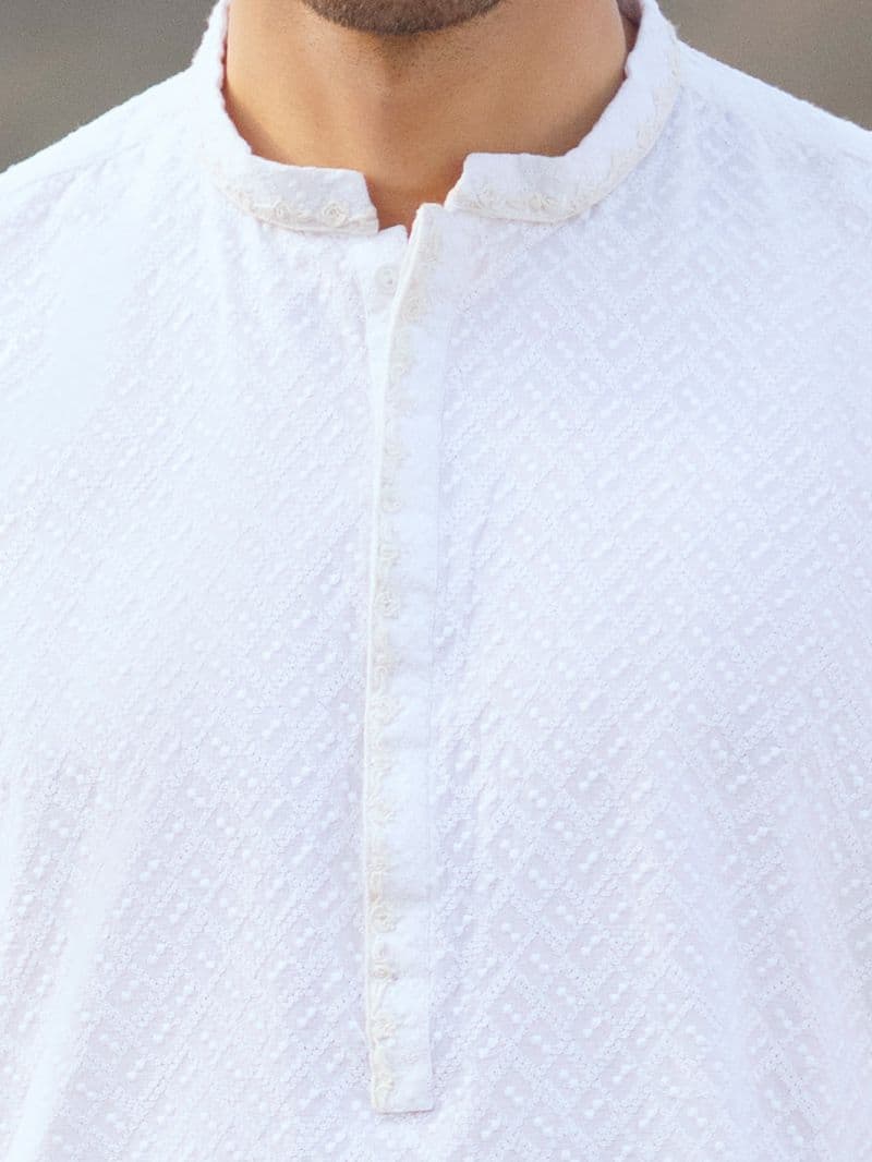 White Cotton Formal Kurta thumbnail