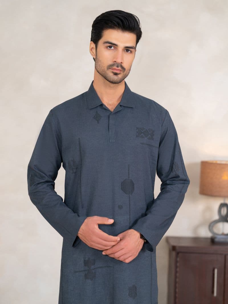 Grey Cotton Cut & Sew Kurta thumbnail