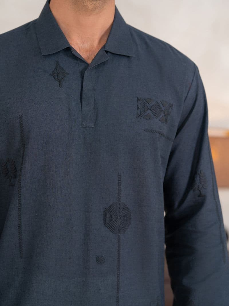 Grey Cotton Cut & Sew Kurta thumbnail