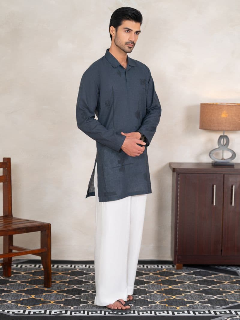 Grey Cotton Cut & Sew Kurta thumbnail