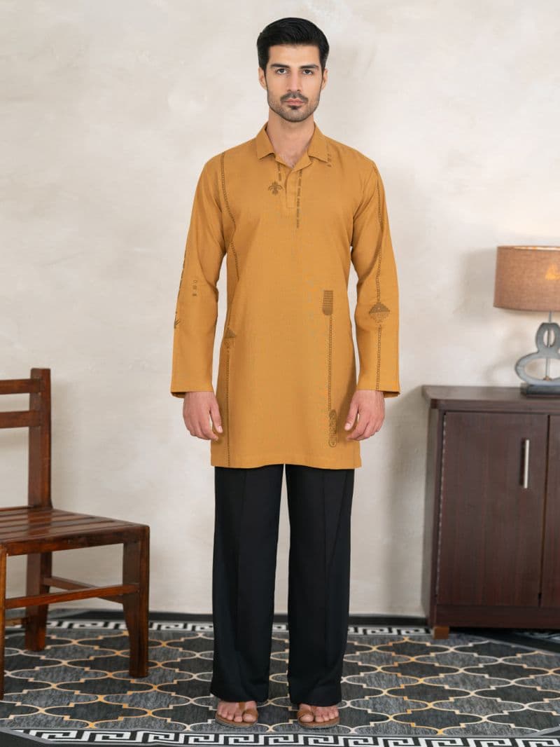 Mustard Cotton Cut & Sew Kurta thumbnail