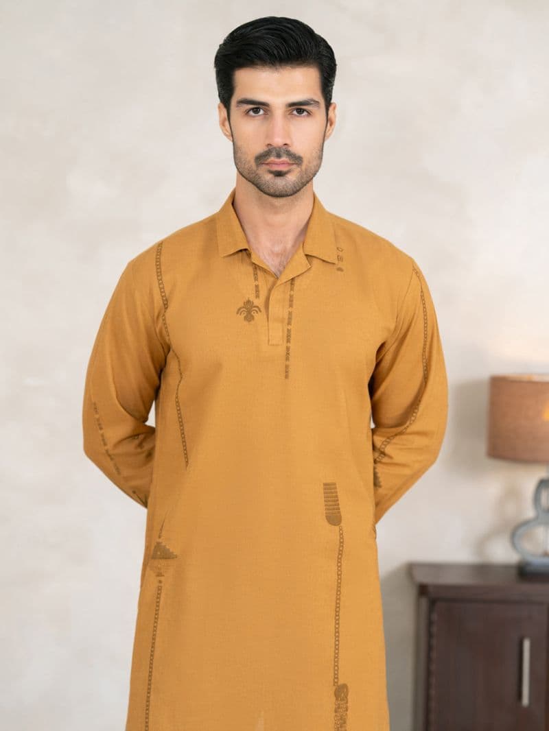 Mustard Cotton Cut & Sew Kurta thumbnail