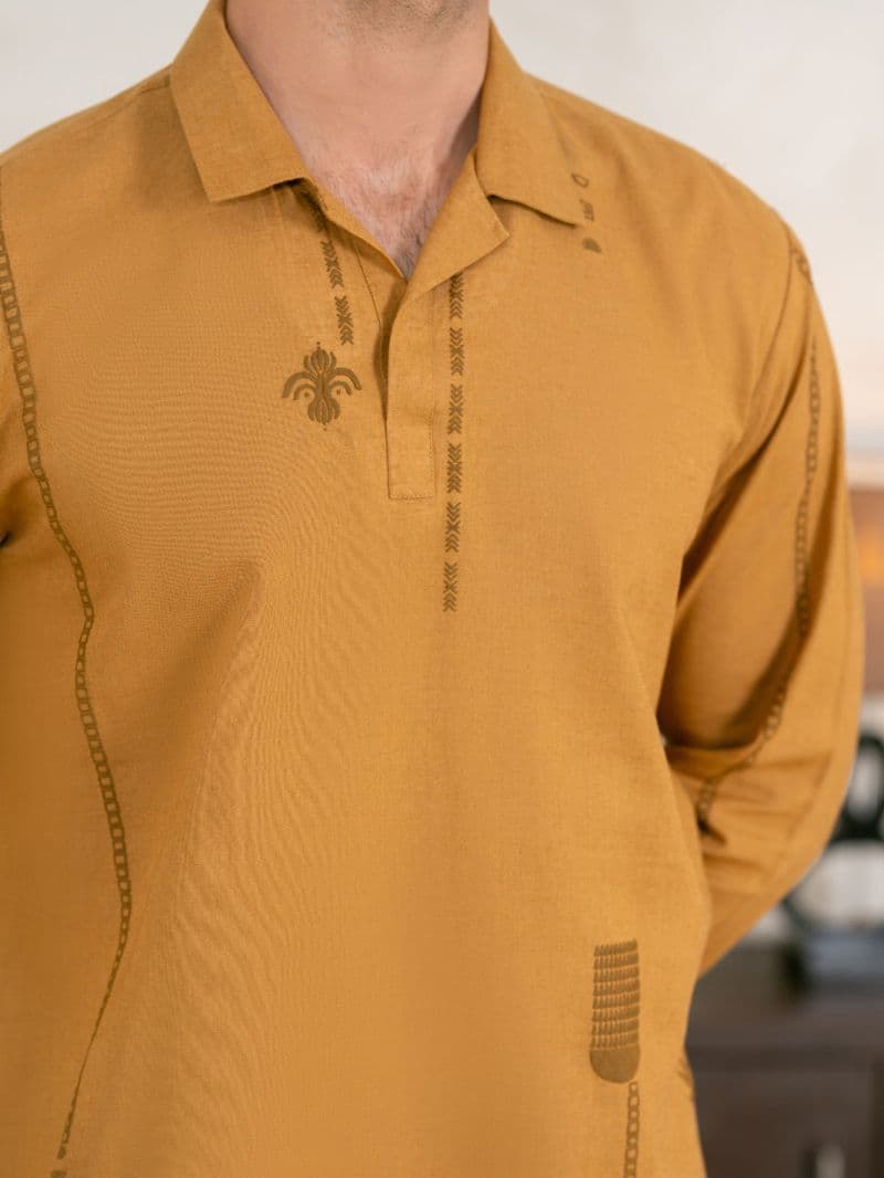 Mustard Cotton Cut & Sew Kurta thumbnail