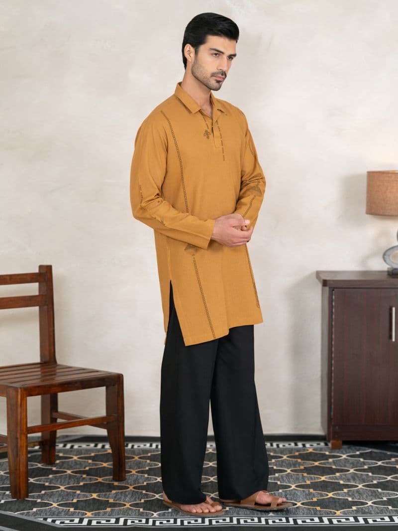 Mustard Cotton Cut & Sew Kurta thumbnail