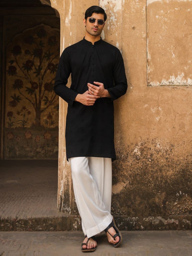 Black Cotton Formal Kurta thumbnail