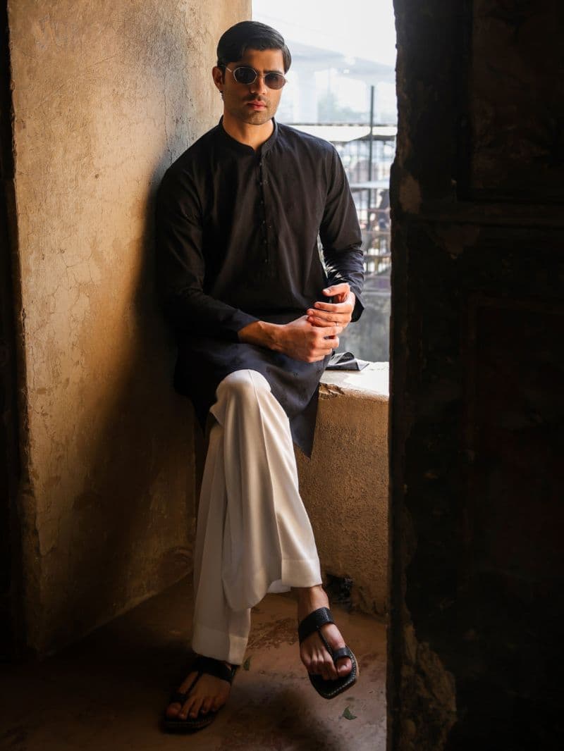 Black Cotton Formal Kurta thumbnail