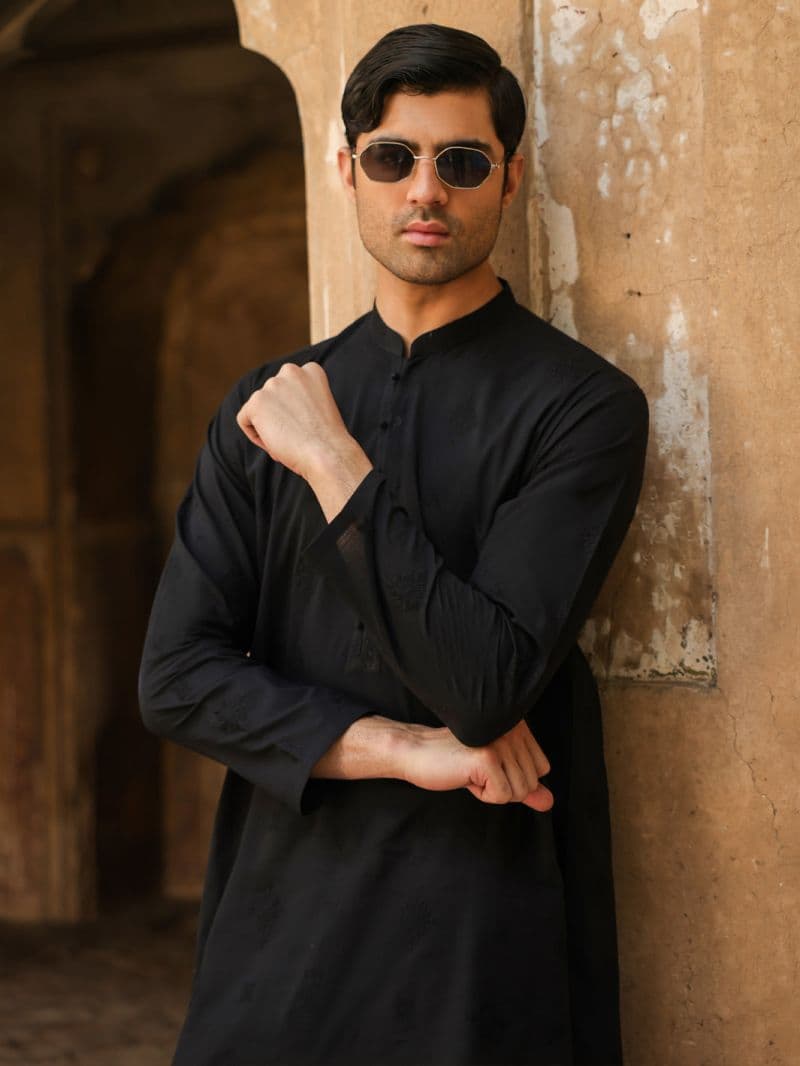 Black Cotton Formal Kurta thumbnail