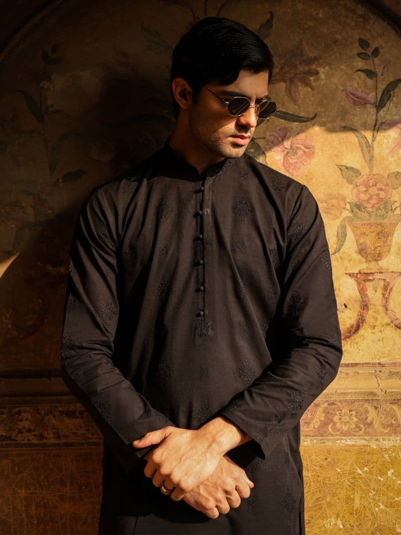 Black Cotton Formal Kurta thumbnail