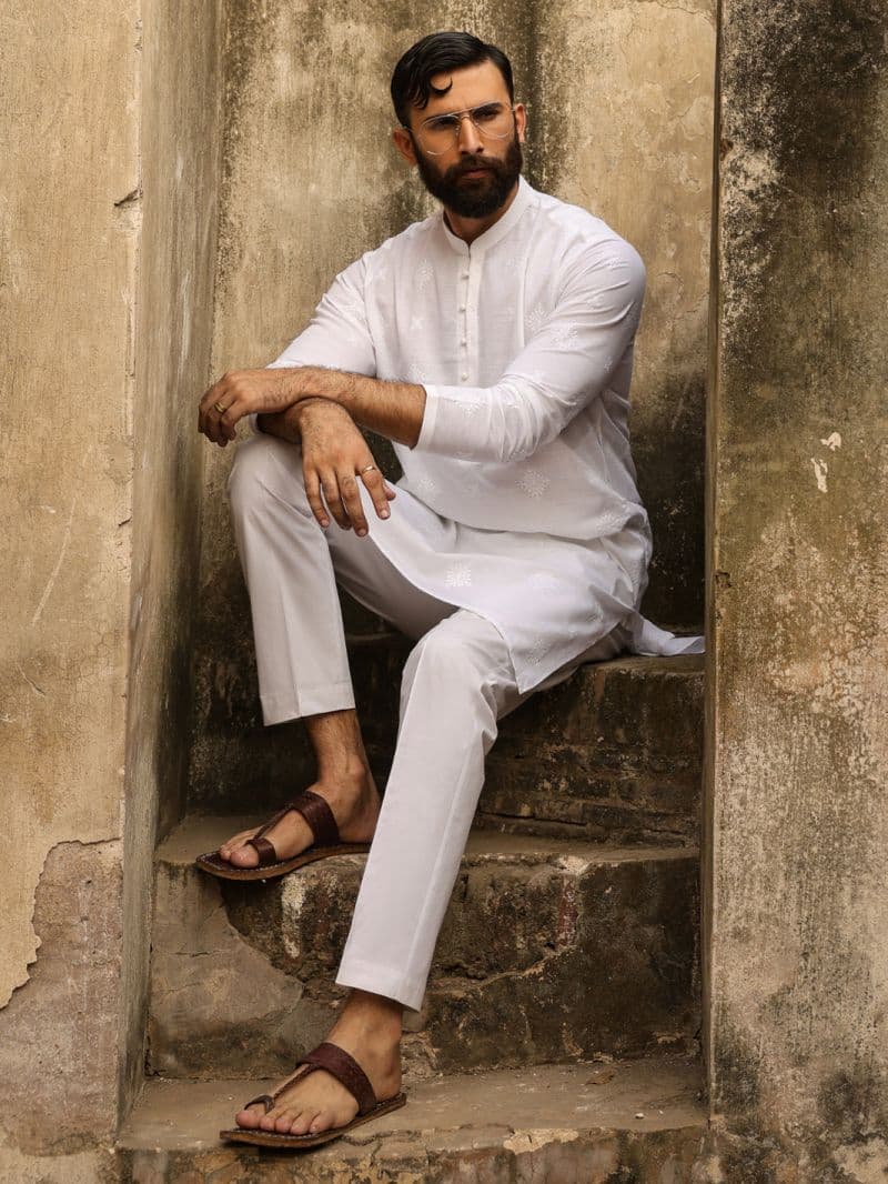 White Cotton Formal Kurta thumbnail