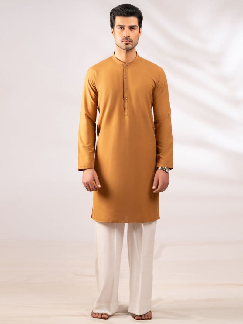Brown Dobby Cut & Sew Kurta thumbnail