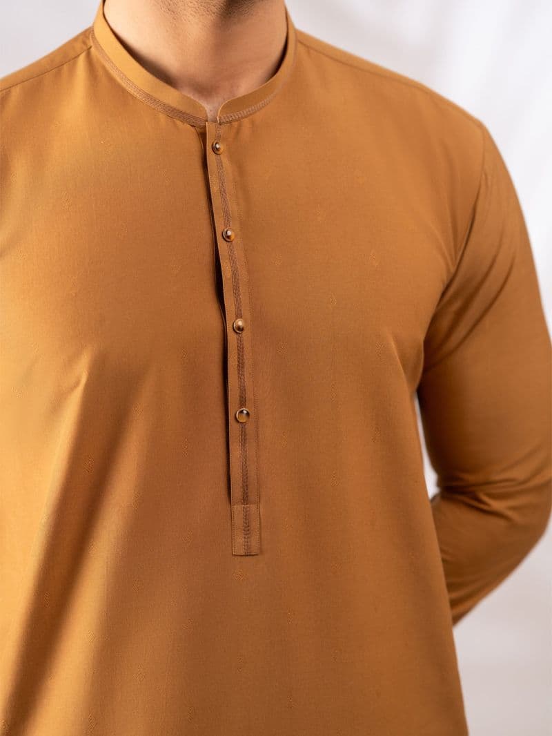 Brown Dobby Cut & Sew Kurta thumbnail