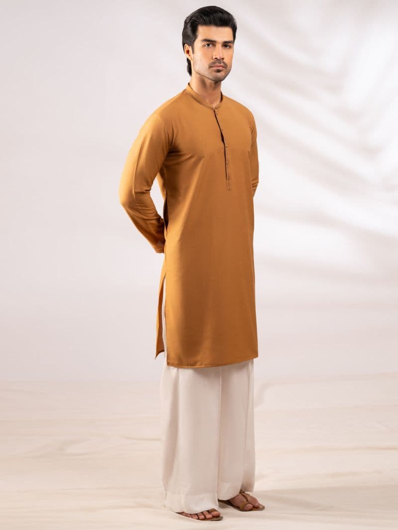Brown Dobby Cut & Sew Kurta thumbnail