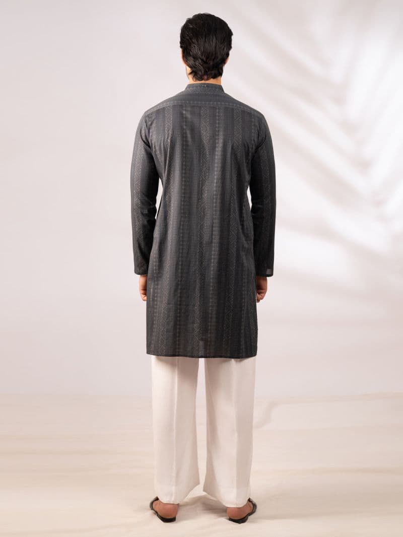 Charcoal Grey Cotton Kurta thumbnail