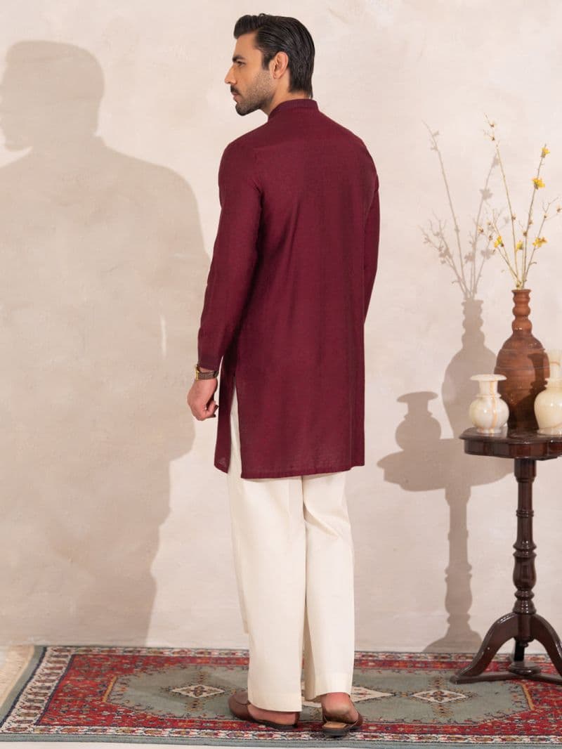 Maroon Formal Embroidered Kurta thumbnail