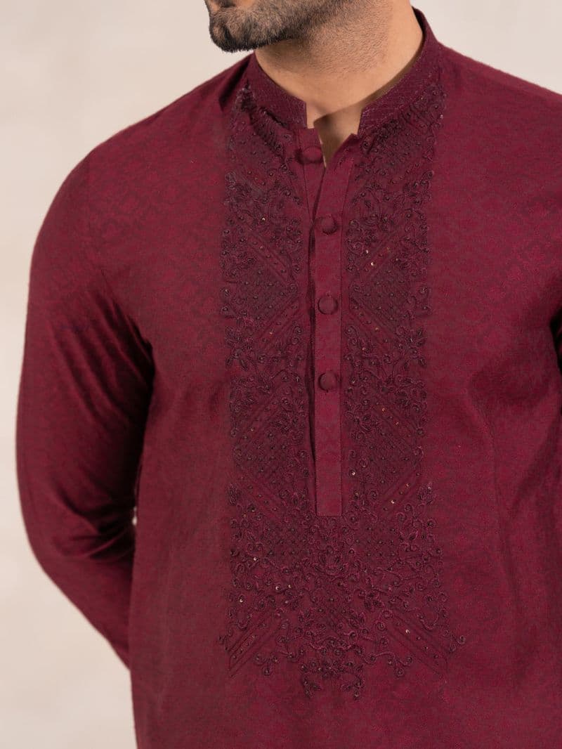 Maroon Formal Embroidered Kurta thumbnail