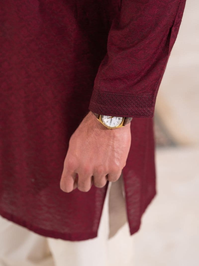 Maroon Formal Embroidered Kurta thumbnail