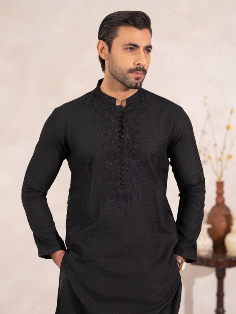 Black Formal Embroidered Kurta thumbnail