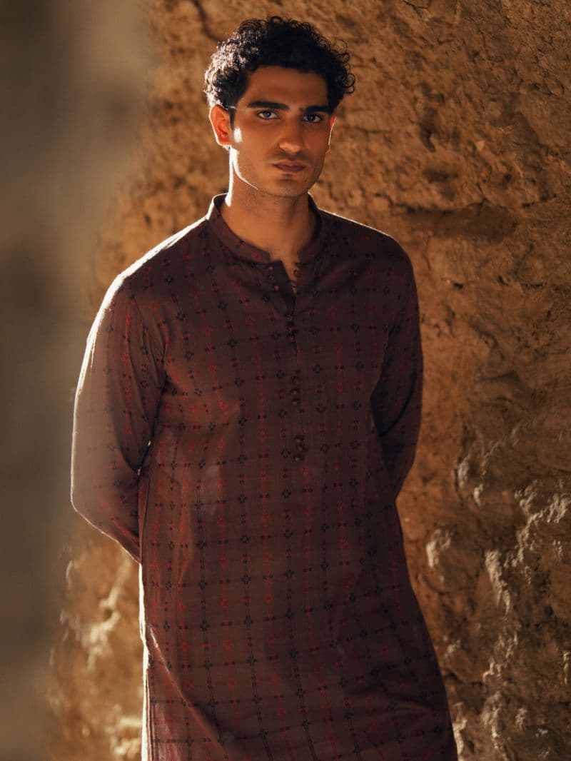 Brown Cotton Semi-Formal Kurta thumbnail