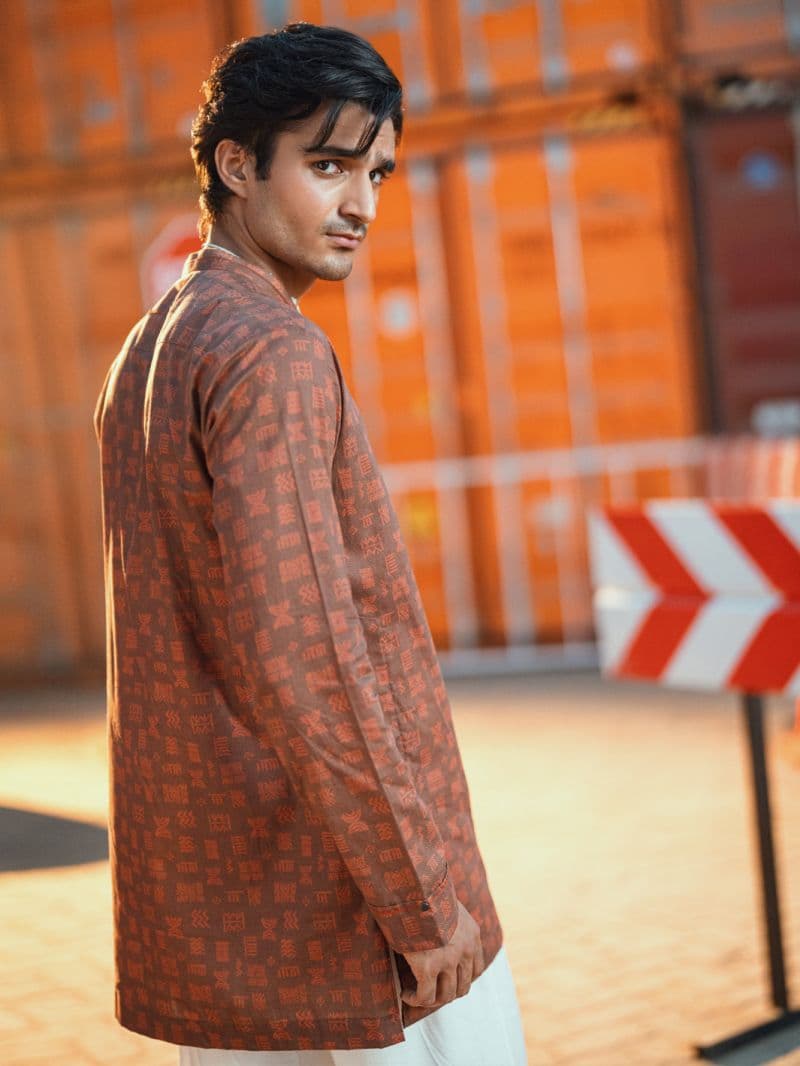 Brown Cotton Plain Kurta thumbnail