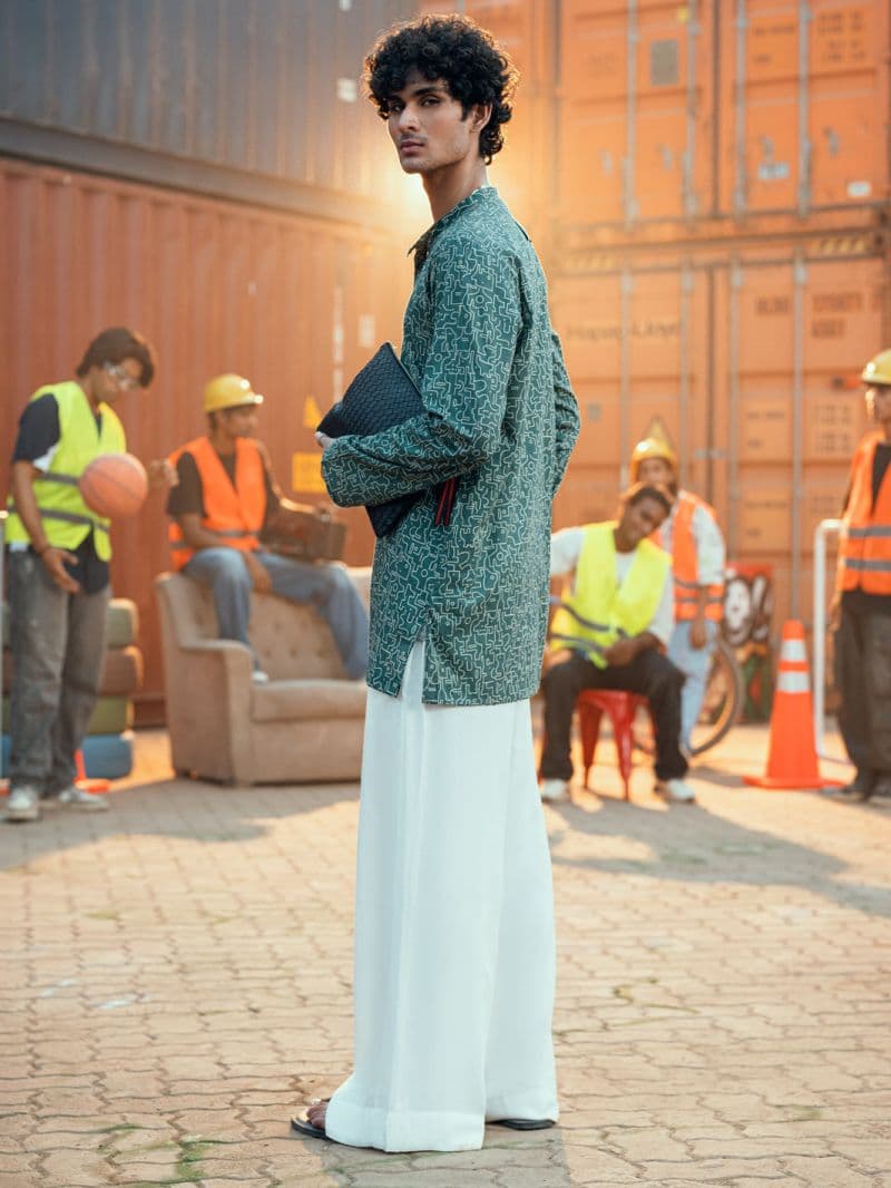 Green Cotton Plain Kurta thumbnail