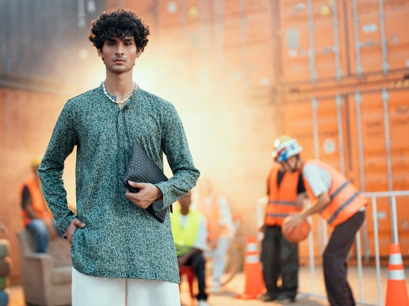 Green Cotton Plain Kurta thumbnail