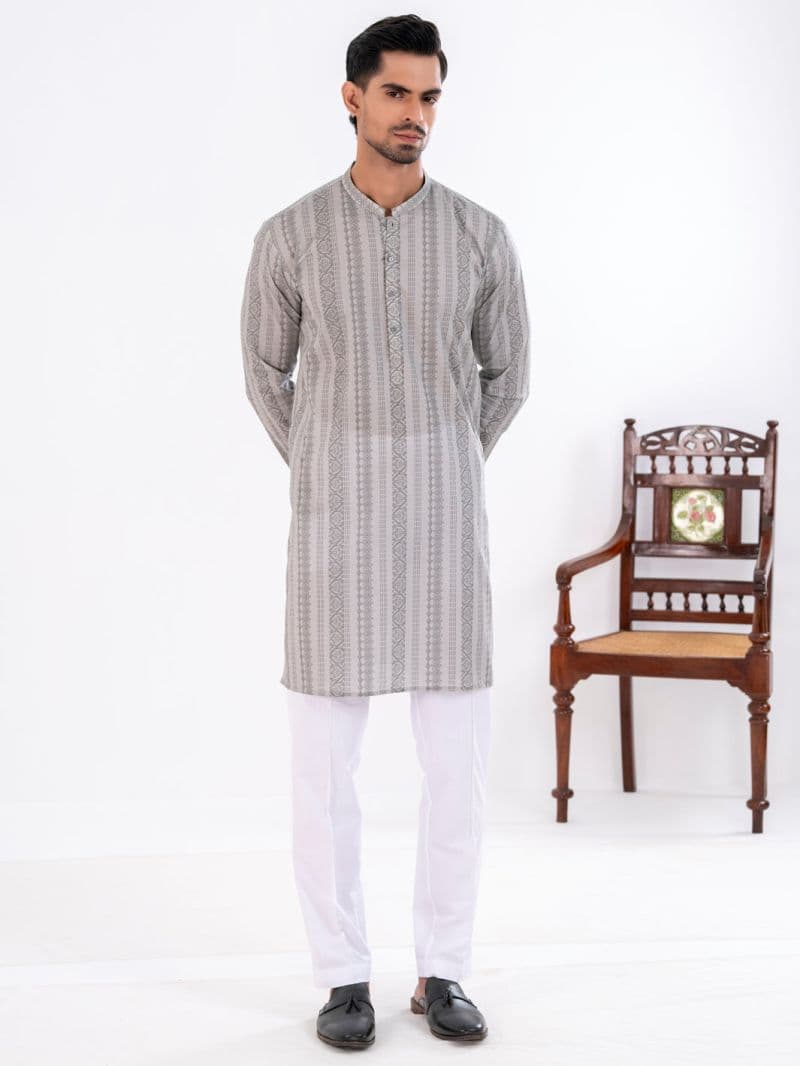 Light Grey Cotton Kurta thumbnail