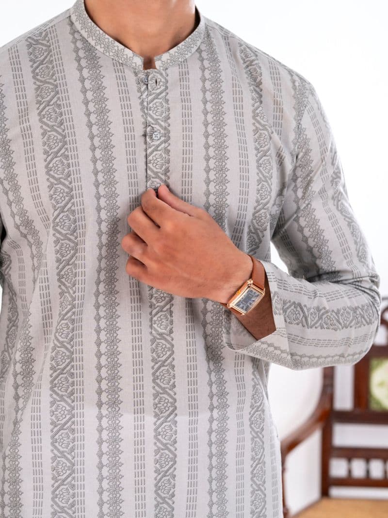 Light Grey Cotton Kurta thumbnail