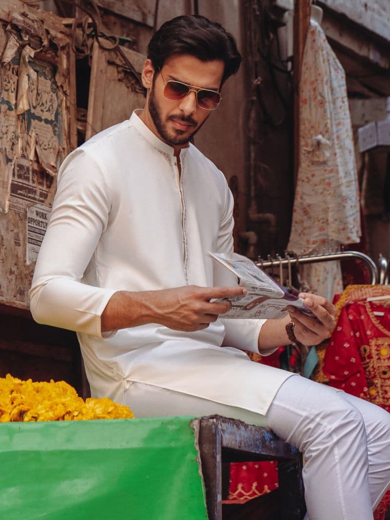 White Blended Kurta thumbnail