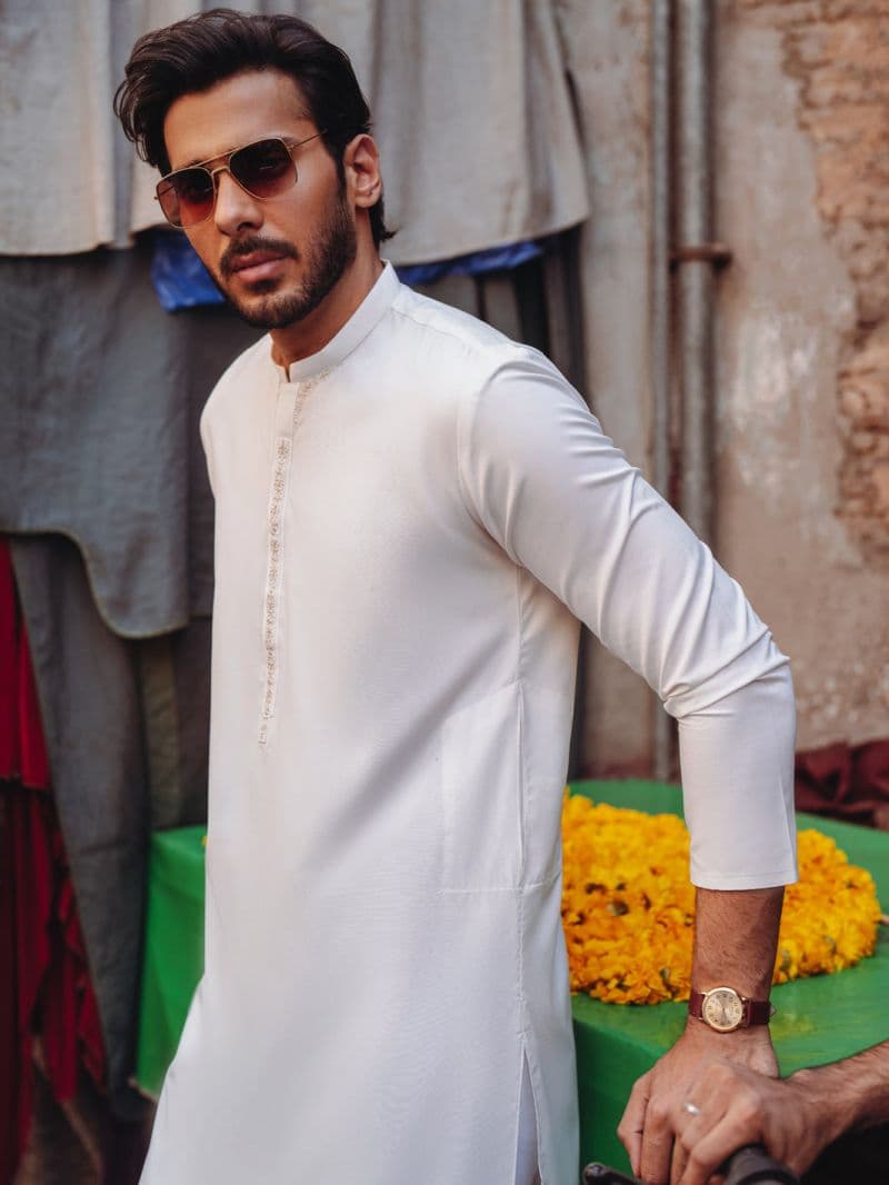 White Blended Kurta thumbnail
