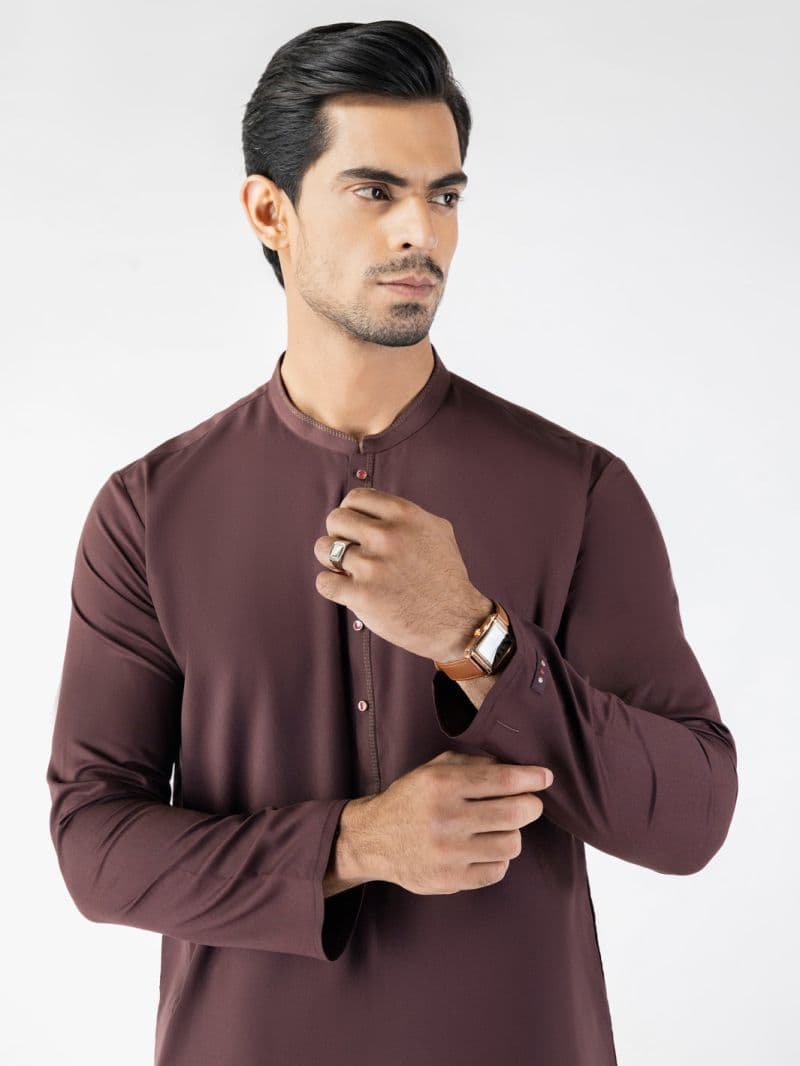 Maroon Blended Kurta thumbnail