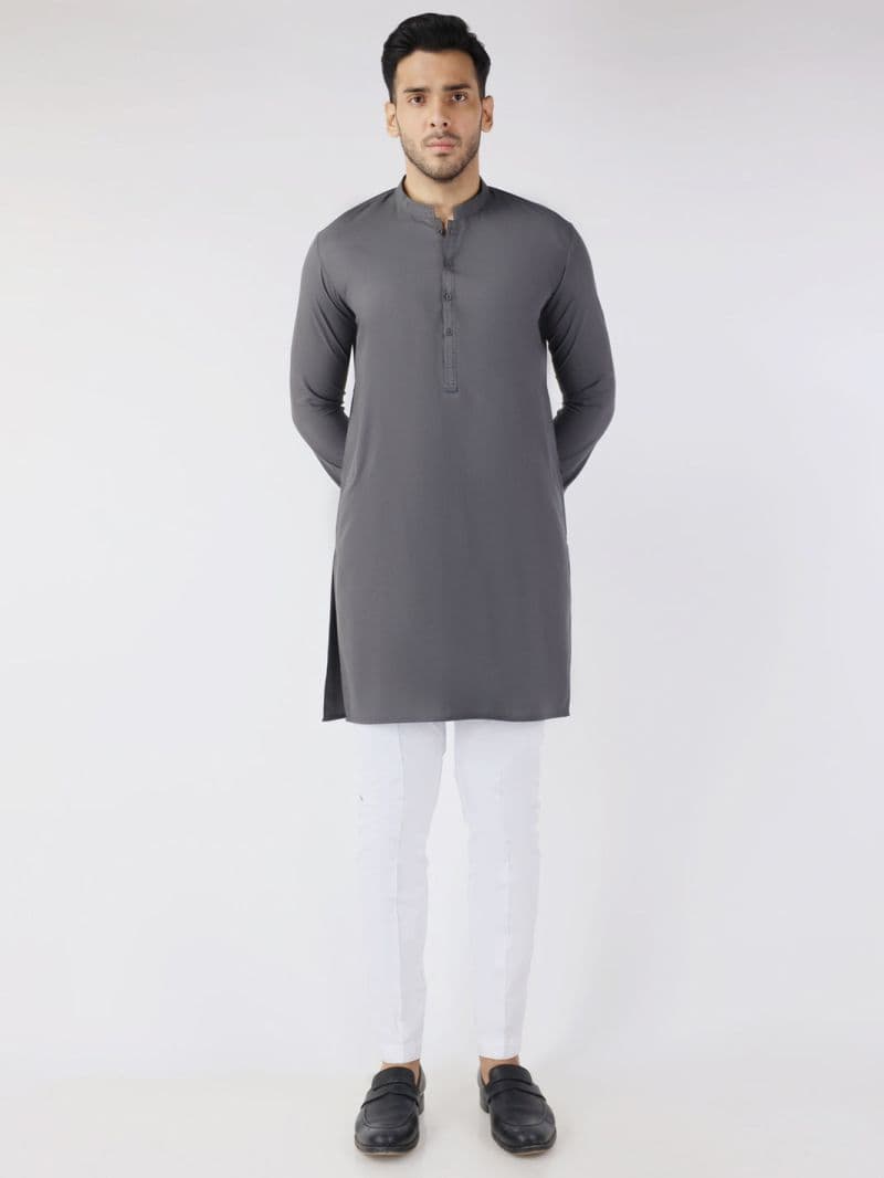 Grey Blended Kurta thumbnail