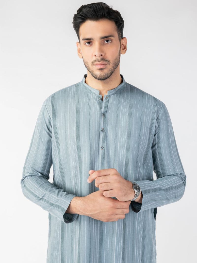 Grey Blended Kurta thumbnail