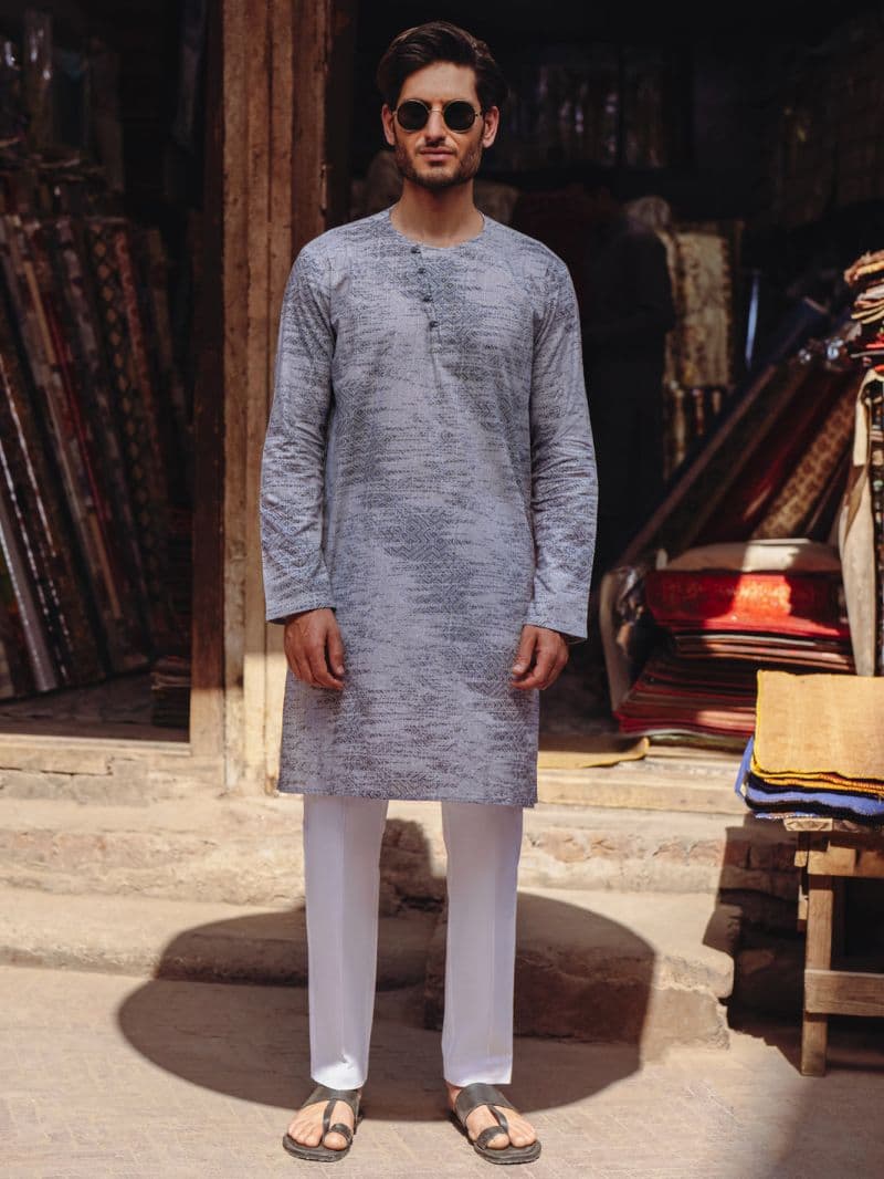 Grey Cotton Kurta