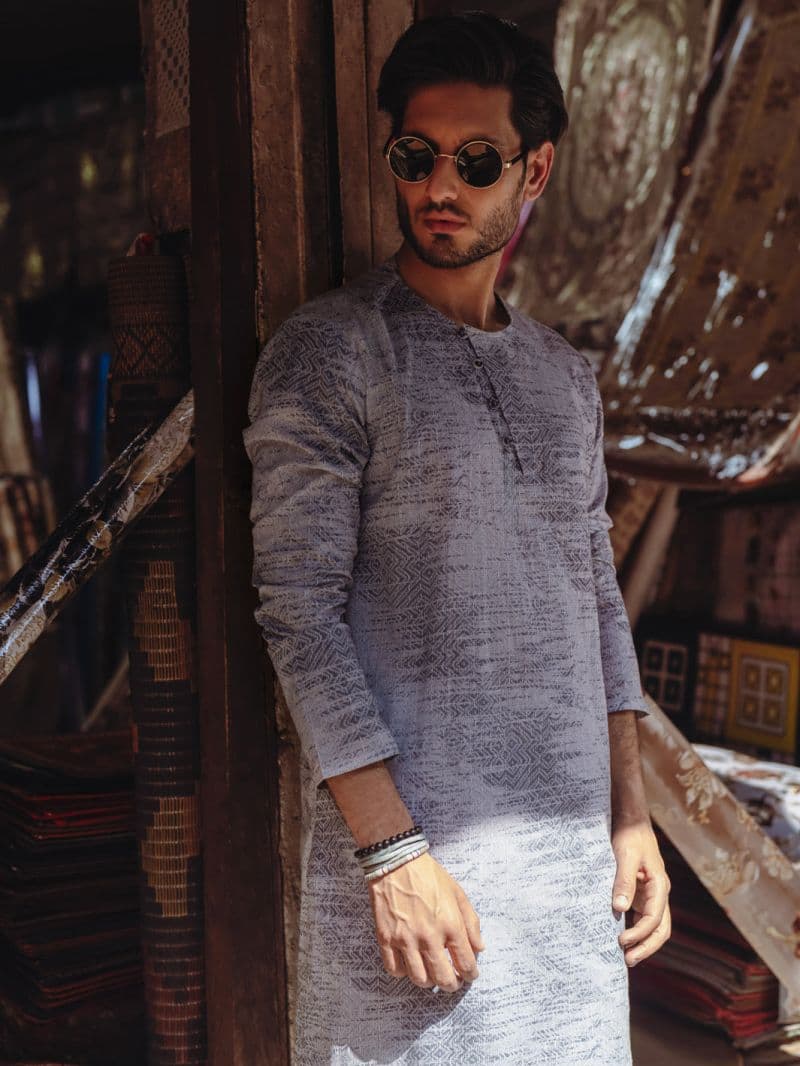 Grey Cotton Kurta