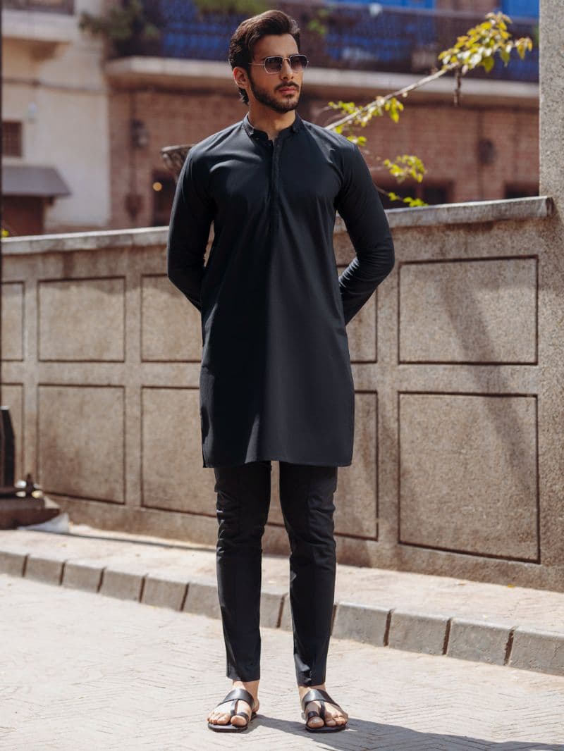 Black Cotton Kurta thumbnail
