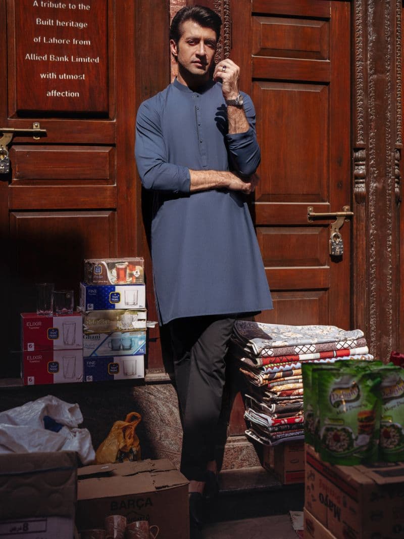 Navy Blue Blended Kurta thumbnail