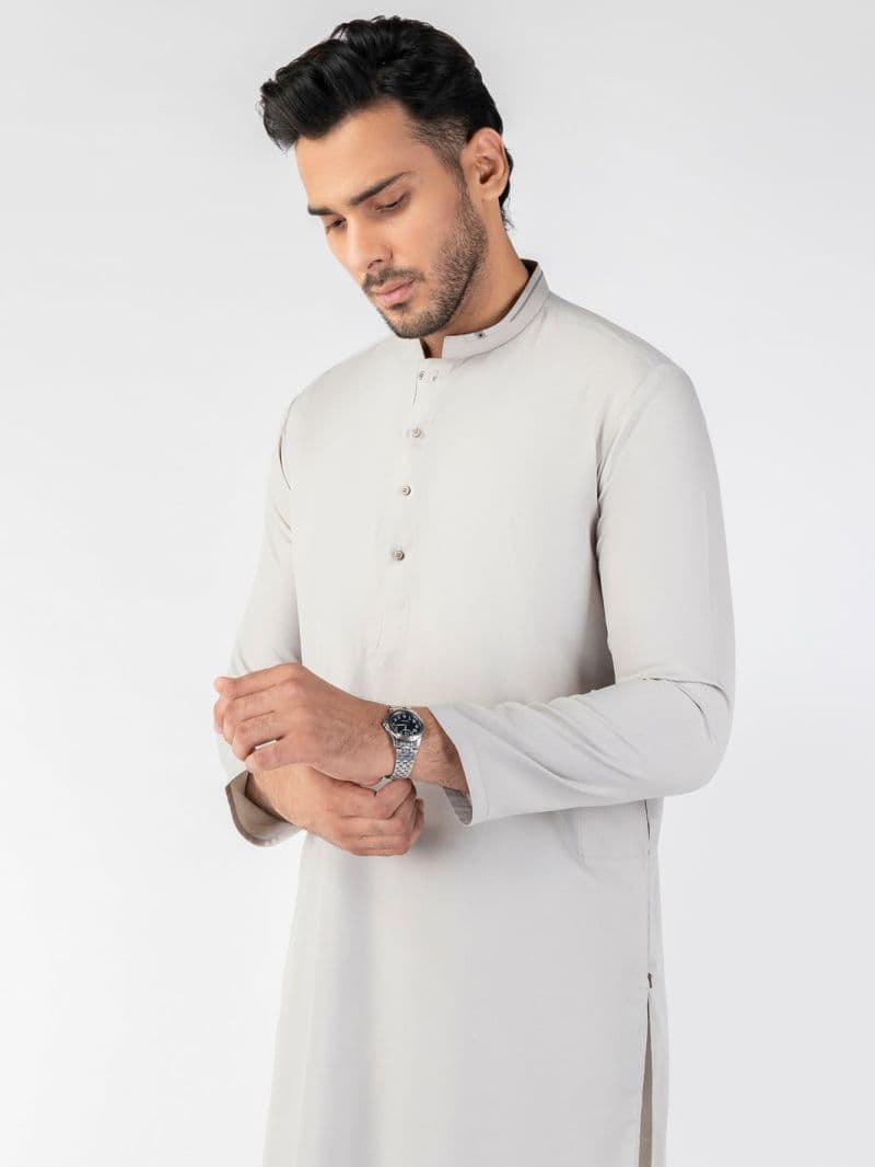 Light Grey Blended Kurta thumbnail