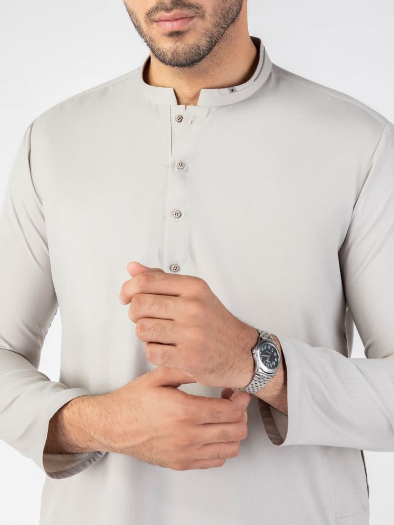Light Grey Blended Kurta thumbnail