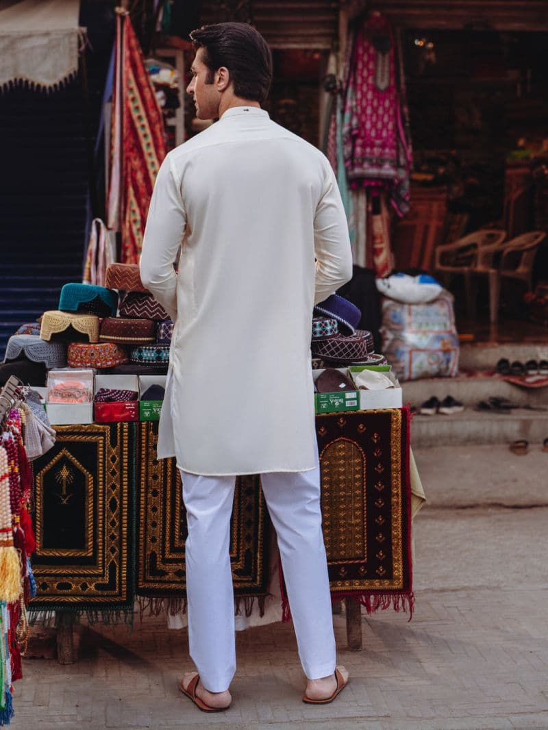 Off White Blended Kurta thumbnail