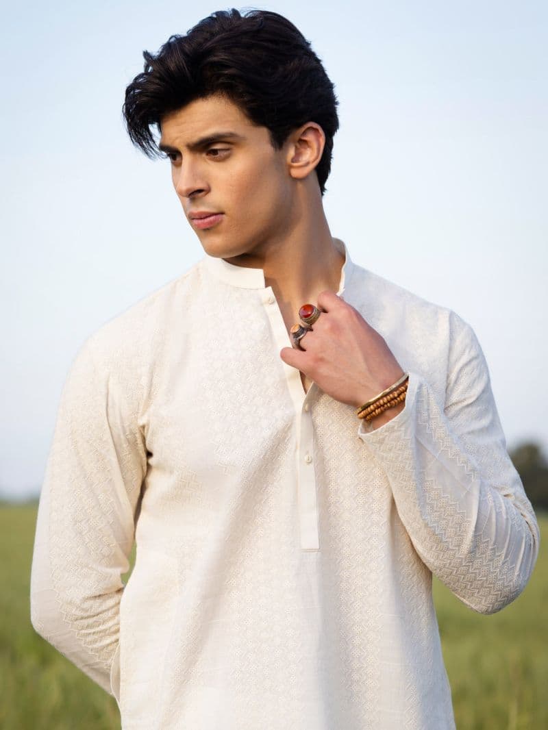 Cream Cotton Kurta thumbnail