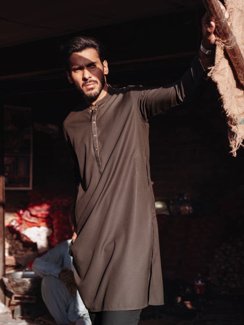 Brown Blended Kurta