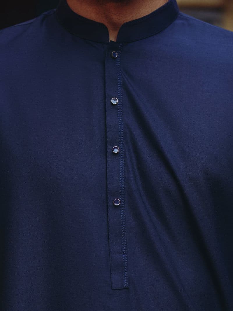 Midnight Blue Blended Kurta thumbnail