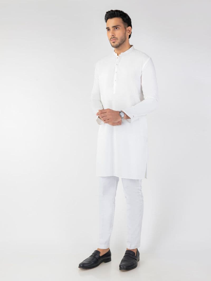 White Blended Kurta thumbnail