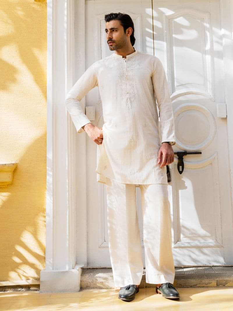 Cream Blended Formal Kurta thumbnail