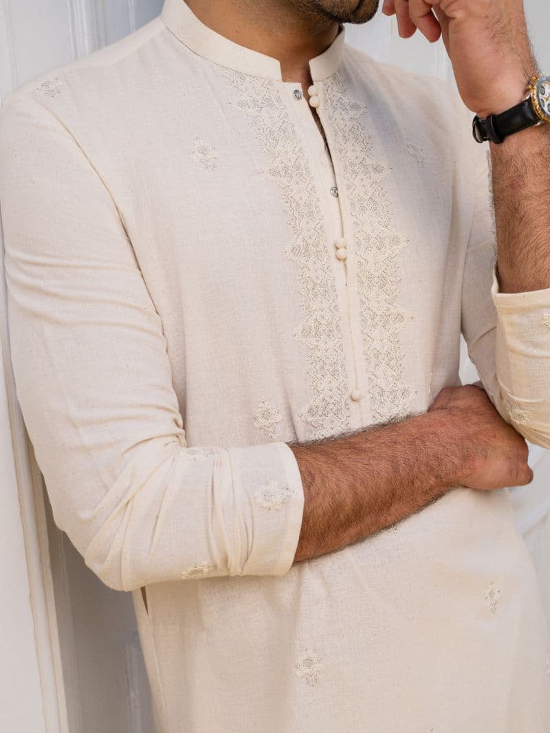 Cream Blended Formal Kurta thumbnail