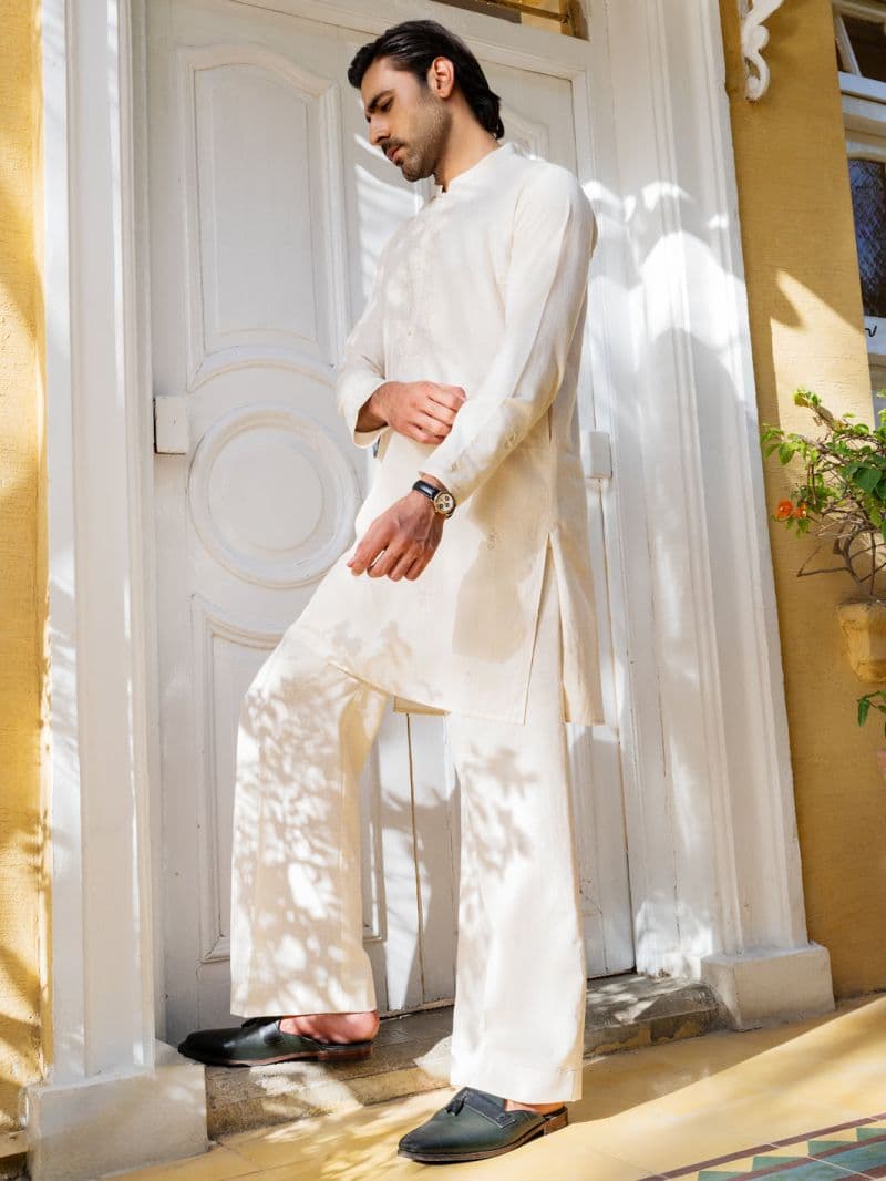Cream Blended Formal Kurta thumbnail